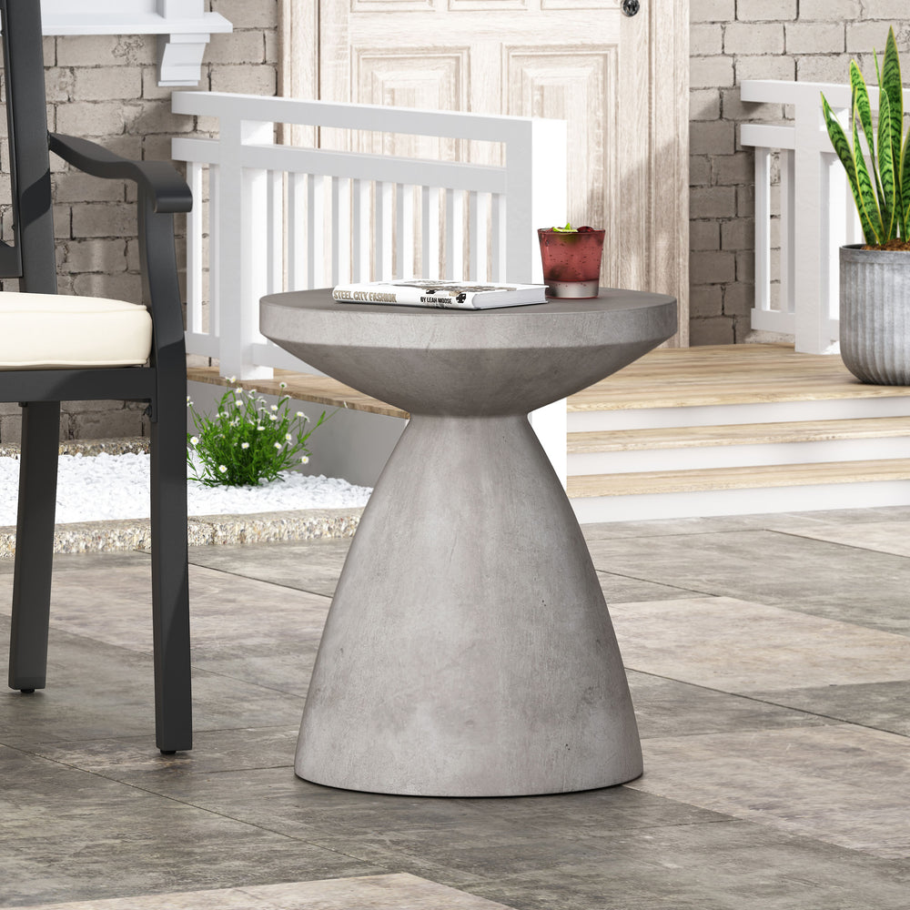 English Elm Outdoor Lightweight Concrete Hourglass Pedestal Side Table for Patio or Terrace 73455.00