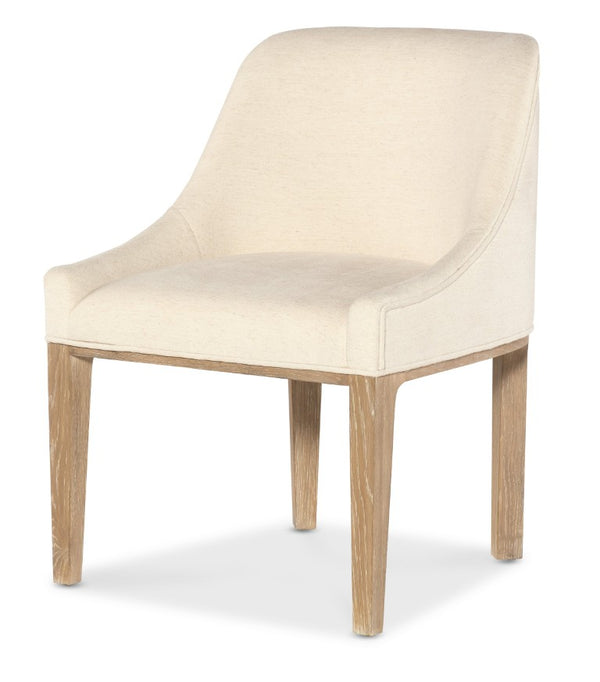 Hooker Furniture Banyon Bay Upholstered Host Chair In Levi Oyster Fabric With Desert Oak Frame — Barrel Back Comfort, Modern Flair 6081-75500-82