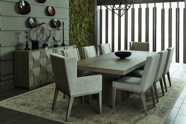 Bernhardt Bernhardt Linea Rectangular Dining Table With 20" Leaf, Cerused Greige Oak Veneers & Dual Pedestals K1098