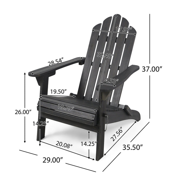 English Elm Christopher Knight Home® - HOLLYWOOD Acacia Wood Foldable Adirondack Chair for Patio & Poolside — Weather-Resistant, Classic Comfort DARK GREY 39.25 L x 24.5 W x 7.75 H 62399.00DGRY
