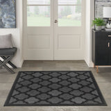 Nourison Easy Care NES01 Machine Made Flat Weave Solid Border Indoor/Outdoor Modern Outdoor Rug Charcoal Black, Charcoal Black 84% Polypropylene,16% Polyester 99446934925