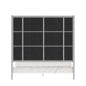 Homelegance By Top-Line Marcel Chrome Finish Metal Canopy Bed with Linen Panel Headboard Chrome Metal