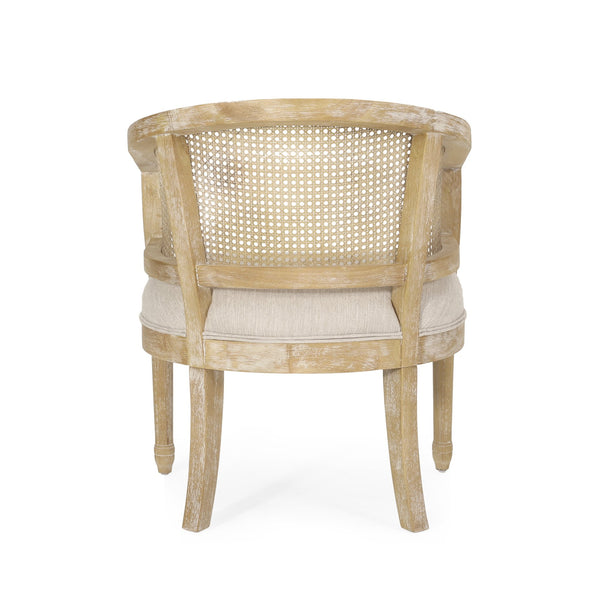 English Elm Christopher Knight Home® - ACCENT Chair French Country Club Accent Chair with Cane Webbing, Weathered Wood, Plush Foam Seat 71062.00BGE