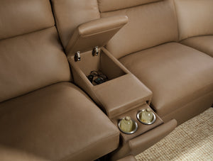 Hooker Furniture Simone Six Piece Leather Power Reclining Sectional with Bluetooth and Storage Console SS757-6PC3-085
