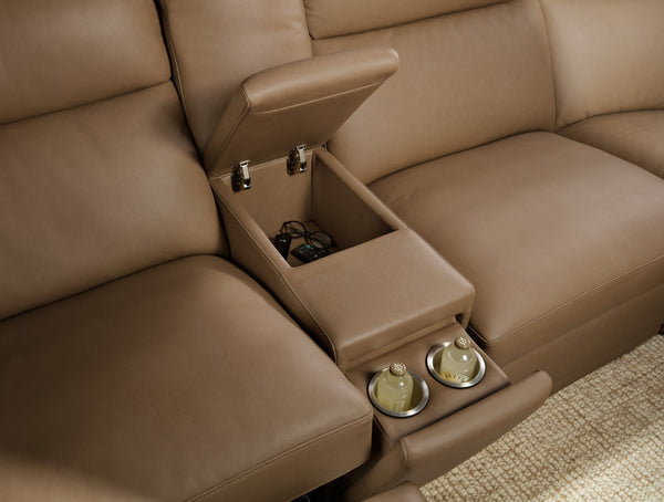 Hooker Furniture Simone Six Piece Leather Power Reclining Sectional with Bluetooth and Storage Console SS757-6PC3-085