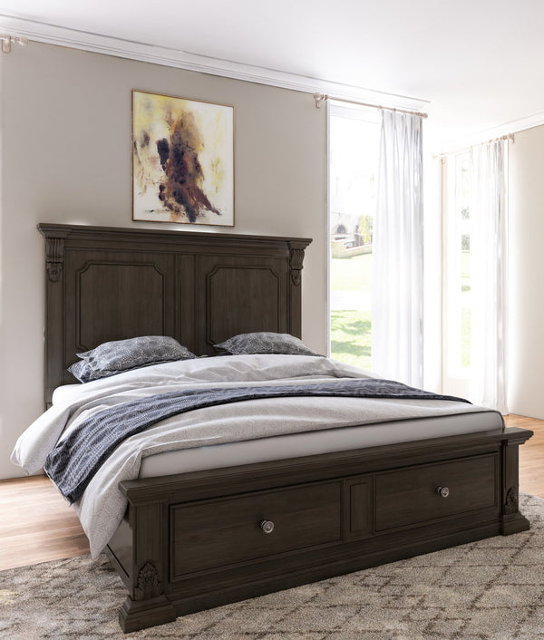 A.R.T. Furniture Heritage Hill Queen Storage Bed With Usb Ports, Elegant Acacia & Oak Design, Dual Footboard Drawers Brown One (1) Usb Port On Each Headboard Post 341135-2816