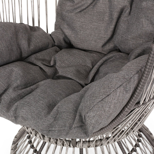 English Elm Christopher Knight Home® - RESEDA Swivel Egg Chair with Faux Rattan Basket, Water-Resistant Cushion, Handcrafted Comfort Grey+Taupe 67931.00TPDGRY