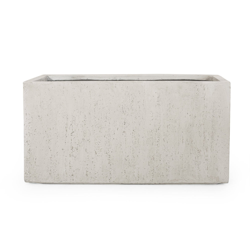 English Elm Ella Rectangular Mgo Planter Box Weathered Stone Finish Outdoor Patio Garden 70627.00WHI