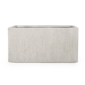 English Elm Ella Rectangular Mgo Planter Box Weathered Stone Finish Outdoor Patio Garden 70627.00WHI