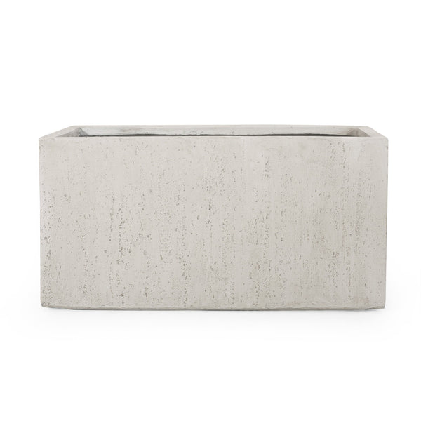 English Elm Ella Rectangular Mgo Planter Box Weathered Stone Finish Outdoor Patio Garden 70627.00WHI