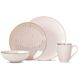 Trianna Blush 4-Piece Place Setting - Porcelain, Gold Trim, Chip Resistant