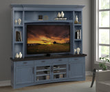 Americana Modern - Denim 92 In. TV Console with Hutch Back Panel and LED Lights