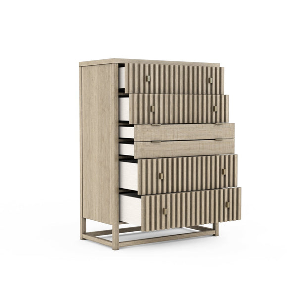 A.R.T. Furniture North Side Drawer Chest - Transitional Storage Solution With Cedar-lined Bottom Drawer & Organizers Brown Parrawood Solids,Quarter Figured,Fiddle Ash Veneer,Metal 269150-2556