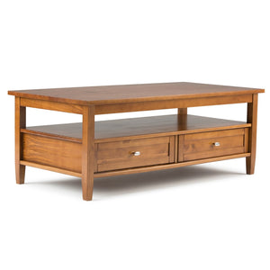 English Elm Warm Solid Wood 48" Transitional Coffee Table With Storage, Hand-Finished Light Golden Brown Design B136P159564-GIGA