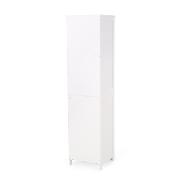 English Elm Christopher Knight Home® - BATHROOM Linen Tower Cabinet with Faux Wood Finish, Modern Slim Vertical Slat Design, Storage Organizer White 66606.00