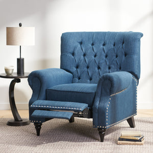 English Elm Christopher Knight Home® - Classic Classic Style Fabric Push Back Chair with Rivet Detail, Rolled Arms & Plush Cushions for Comfort and Stability Navy Blue 71909.00NBLU