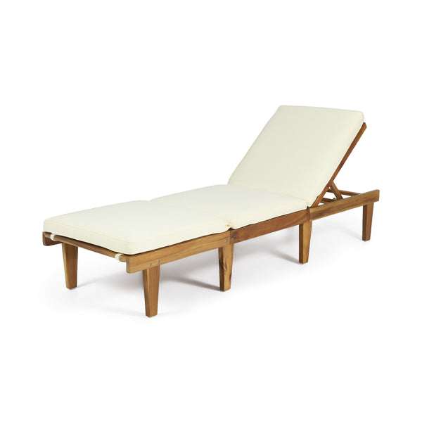 English Elm Ariana Solid Acacia Wood Outdoor Chaise Lounge with Cushion Teak Slatted Patio 57523.00