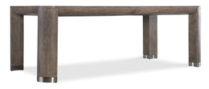 Hooker Furniture Modern Mood Leg Dining Table With Alabaster Diamond Finish, Pewter Accents, Extendable To 110" Medium Brown 6850-75200-89