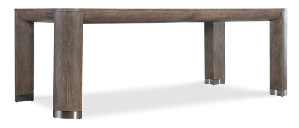 Hooker Furniture Modern Mood Leg Dining Table With Alabaster Diamond Finish, Pewter Accents, Extendable To 110" Medium Brown 6850-75200-89
