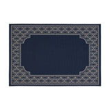 Christopher Knight Home® - Noble House - Midnight Outdoor 5'3" X 7' Border Area Rug, Navy and Ivory