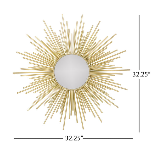 English Elm Christopher Knight Home® - WALL Sunburst Gold Mirror 34.5" Round Tempered Glass Iron Frame Glam Decorative Accent Piece 71552.00