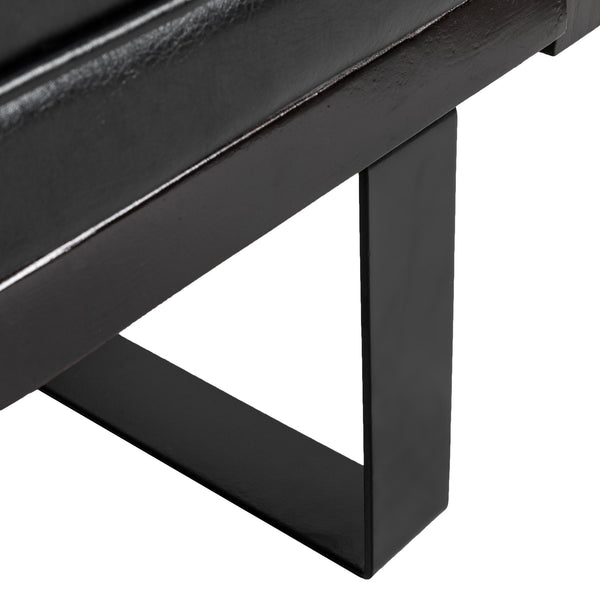 English Elm Christopher Knight Home® - LOVESEAT Contemporary Oversized Faux Leather Loveseat with Button Tufting, Iron Sled Legs, 72.5" Black 72103.00PUMDNT