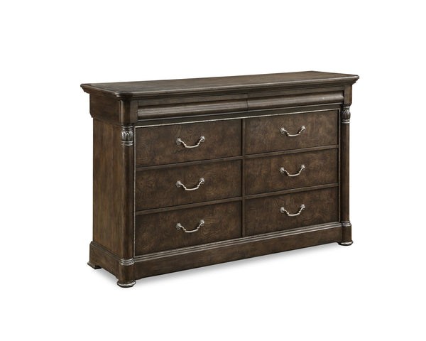 A.R.T. Furniture Landmark Double Dresser In Smoked Tenebre Finish - Elegant Hickory & Oak With Jewelry Drawers Brown, Brown Material, Hickory And Oak Veneers 256130-2316