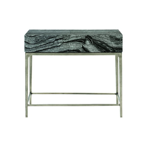 Bernhardt Bernhardt Linea Black Forest Marble Nightstand With Textured Graphite Base, Push-Open Drawer Elegance 384216