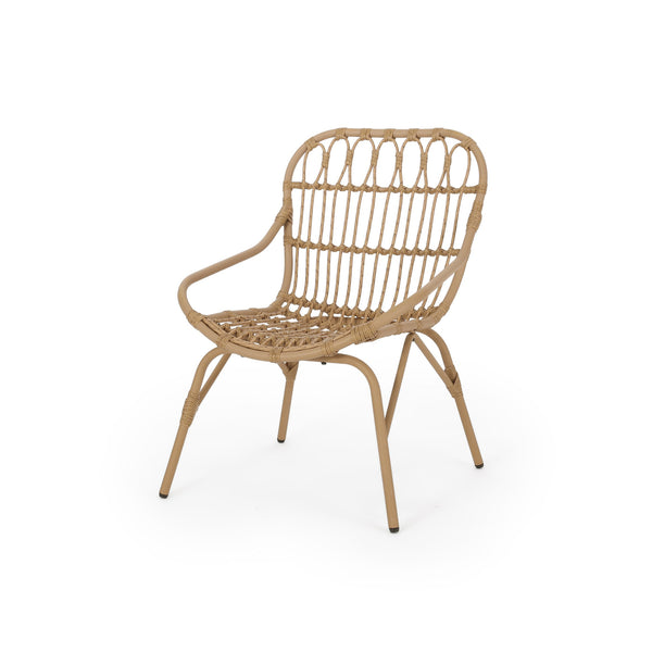 English Elm Harlem Faux Rattan Accent Chair Set of Two Bohemian Iron Frame Indoor Outdoor Seating 70654.00LBRN