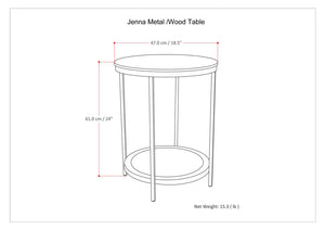 English Elm Jenna Handcrafted Round Side Table with Natural Mango Wood Top and Black Metal Frame, 24"H Dark Brown B136P158986