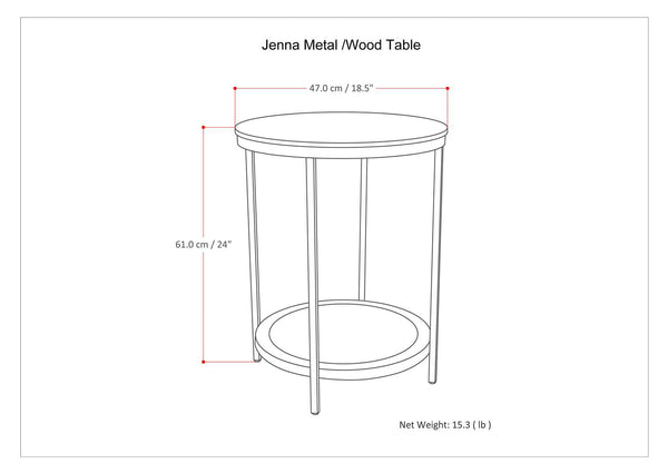 English Elm Jenna Handcrafted Round Side Table with Natural Mango Wood Top and Black Metal Frame, 24"H Dark Brown B136P158986