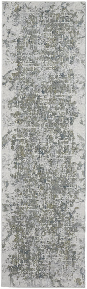 Feizy Rugs Atwell Abstract Distressed Area Rug - Ethereal Modern Design With Silvery Aquas And Grays Green,Gray,Ivory Polypropylene Atl3146fslv000i8a