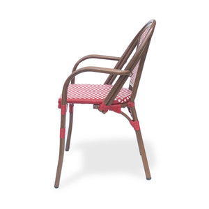 English Elm Bistro Wicker Outdoor Dining Chairs Set of Two with Rust Resistant Aluminum Frame Patio 72905.00RED