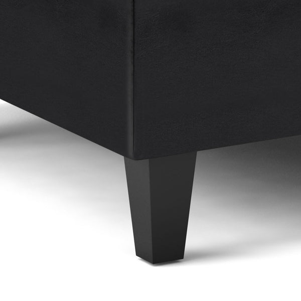 English Elm Harrison Small Coffee Table Storage Ottoman – Versatile Midnight Black Faux Leather With Tufting B136P159154