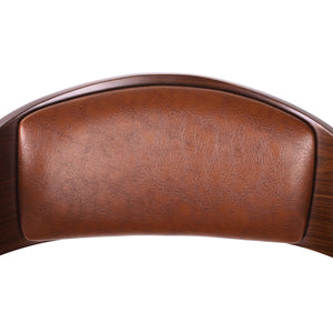 English Elm Christopher Knight Home® - BAR STOOL Mid-Century Modern Faux Leather Swivel with Walnut Veneer Frame and Chrome Footrest Brown 67494.00PUCOGN