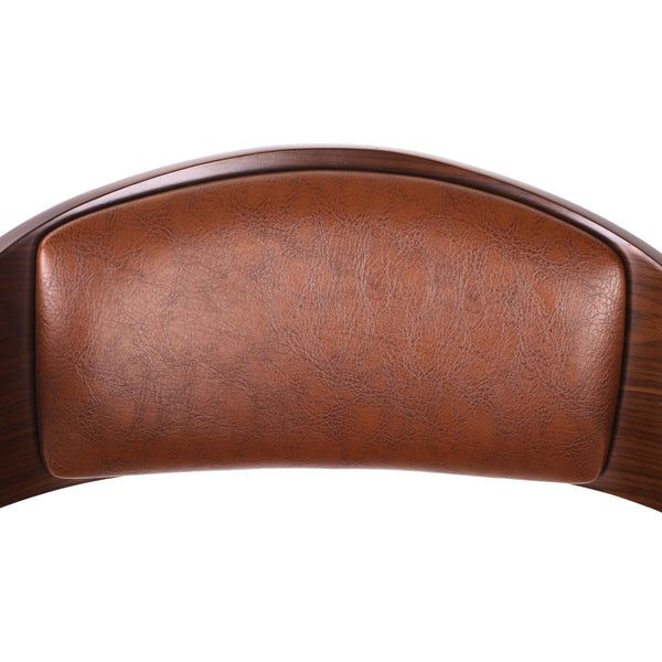 English Elm Christopher Knight Home® - BAR STOOL Mid-Century Modern Faux Leather Swivel with Walnut Veneer Frame and Chrome Footrest Brown 67494.00PUCOGN