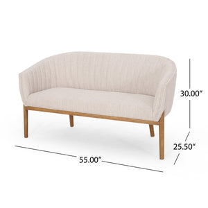 English Elm Loveseat Mid-century Modern Channel Tufted Upholstered Sofa with Rubberwood Tapered Legs 65780.00FBGE