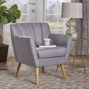 Christopher Knight Home® - Noble House - Merel Mid Century Modern Light Grey Fabric Club Chair