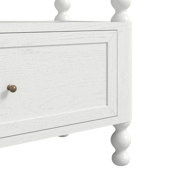 A.R.T. Furniture Haven Etagere: Vintage-Inspired Storage Shelf with Spindle Sides, Drawer, and Modern White Finish 339400-2367
