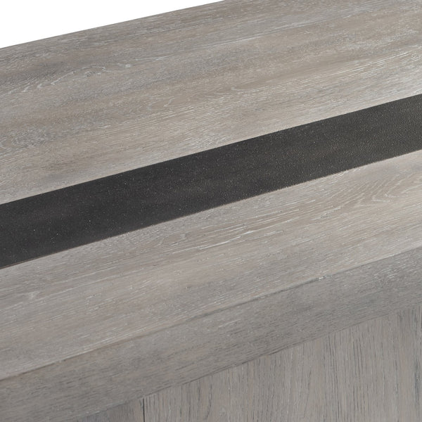 Bernhardt Bernhardt Marcato Cerused Greige Cocktail Table With Dark Graphite Metal Inlay — Modern Pedestal Style 497021