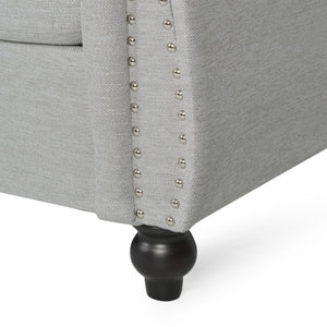 English Elm Sofa Chesterfield Three Seat Tufted Scrolled Arm Nailhead Living Room Formal Piece 68014.00FCLOUDGRY