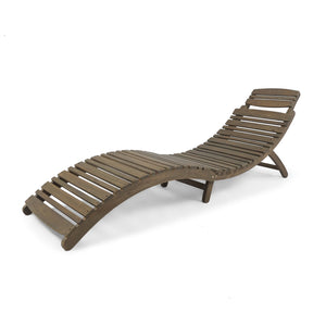 English Elm Christopher Knight Home® - LAHAINA Acacia Wood Foldable Chaise Lounge for Patio & Poolside — Weather-Resistant, Portable Comfort Grey 38.5 L x 24.75 W x 8.5 H 57076.00GRY