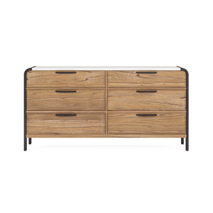 A.R.T. Furniture Portico Six Drawer Dresser - Contemporary White Plaster & Sienna Finish With Cedar Lined Storage Brown, White Parawood Solids,Mindi Veneers,Steel 323131-3351
