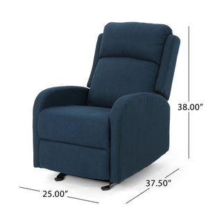 English Elm Christopher Knight Home® - 25" Plush Waterfall Backrest Manual Rocker Recliner with Curved Arms and Smooth Lever Recline Navy Blue 62805.00