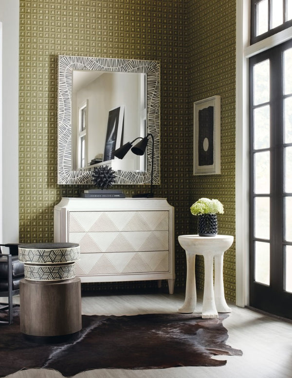 Hooker Furniture Commerce Argyle Three-Drawer Chest In Solid Mango Wood, Creamy White Finish, Carved Texture, Tapered Legs (42"W X 35"H) 7228-85082-02