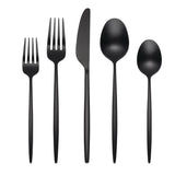 Cambridge Gaze Black Satin 20-Piece Flatware Set, Scandinavian Design, Dishwasher Safe