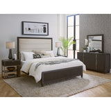 West End Loft Upholstered King Bed Brown with Tuxedo Finish P361-BR-K3 Pulaski Furniture