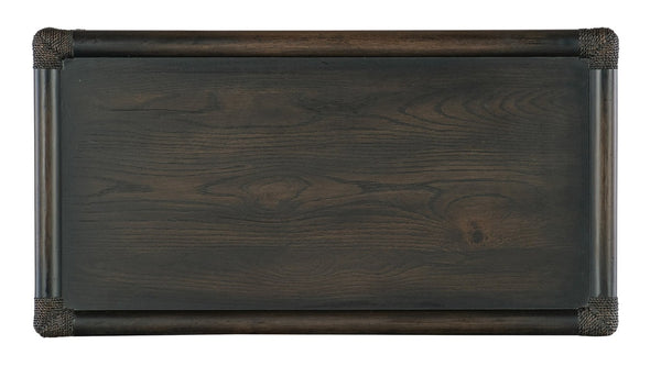 Hooker Furniture Retreat Coastal Rattan Nightstand With Rope-Wrapped Accents, Dune Oak Veneer And Soft Pewter Hardware Dark Wood 6950-90216-99