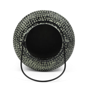 English Elm Christopher Knight Home® - LANTERN Large Indian Iron Decorative Lantern with Green Patina & Leaf Design, Handcrafted Distressed Elegance 69373.00