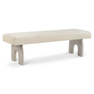 Bernhardt Bernhardt Antibes Bench With Arched Pumice Concrete Supports And Upholstered Seat, Rustic Modern Accent 350506